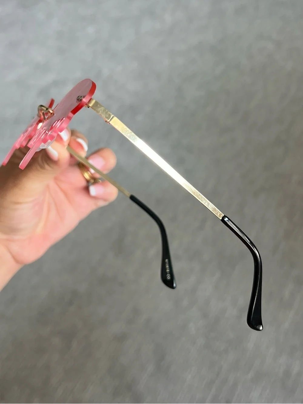 Rimless Pink Drip Lens Sunglasses for Women